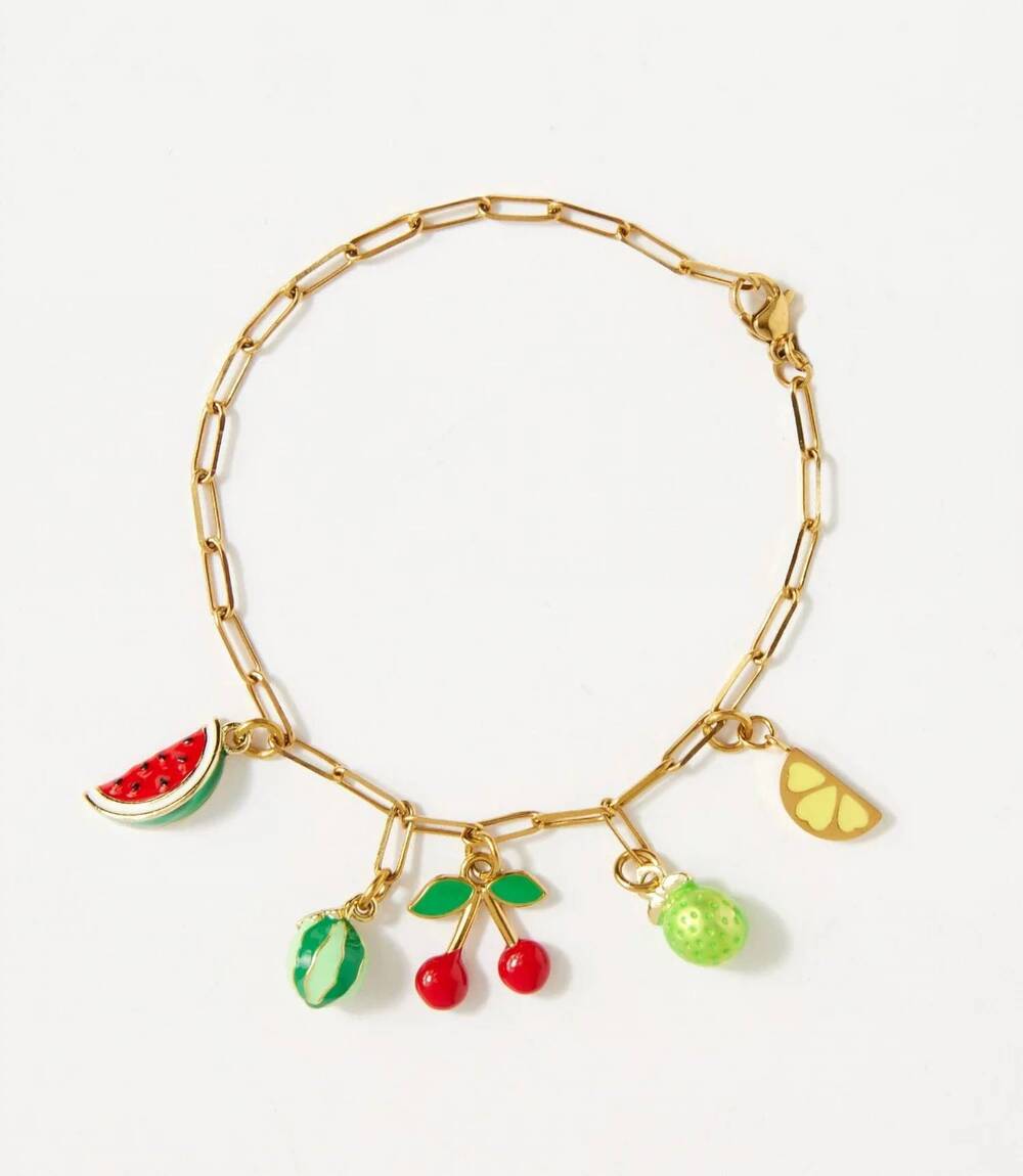 NEW FARRAH B JEWELRY women's fruit charm bracelet in gold